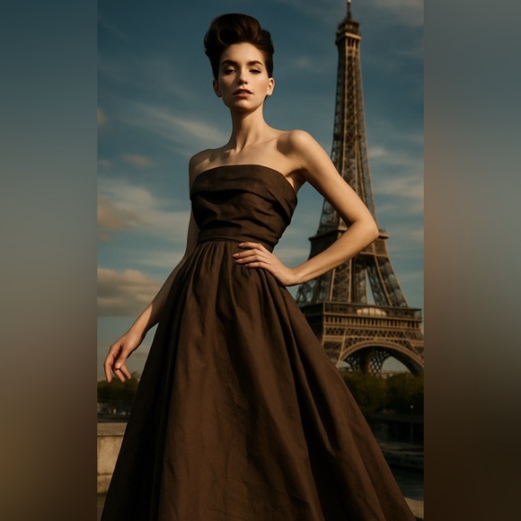 Band Of The Free Chic Strapless Brown maxi Dress - Picture 1 of 9